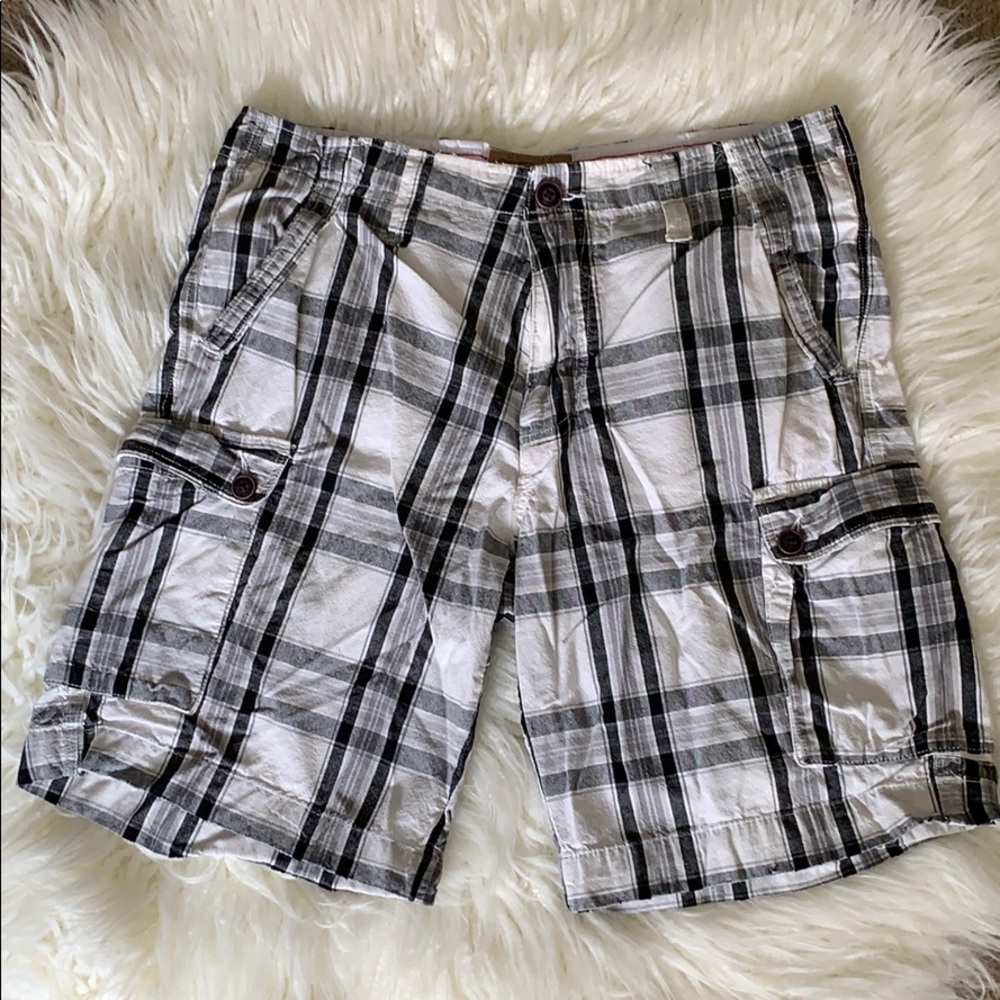 Red Camel Plaid Cargo Shorts
